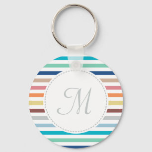 Grafische monogram Pastel Regenbooghorizontale str Sleutelhanger