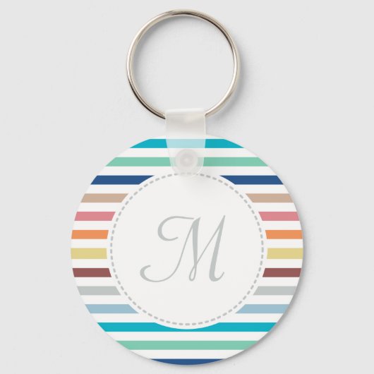 Grafische monogram Pastel Regenbooghorizontale str Sleutelhanger (Voorkant)
