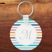 Grafische monogram Pastel Regenbooghorizontale str Sleutelhanger (Voorkant)