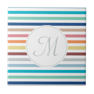 Grafische monogram Pastel Regenbooghorizontale str Tegeltje