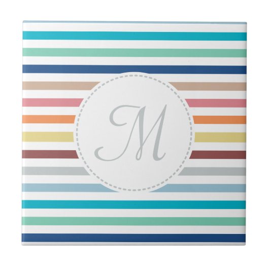 Grafische monogram Pastel Regenbooghorizontale str Tegeltje (Voorkant)