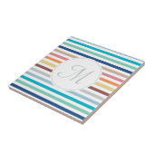 Grafische monogram Pastel Regenbooghorizontale str Tegeltje (Zijkant)