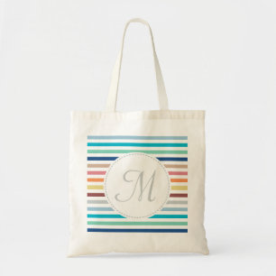 Grafische monogram Pastel Regenbooghorizontale str Tote Bag
