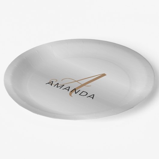 Grafische monogram professioneel gewoon jouw naam papieren bordje (Gekanteld)