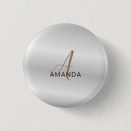 Grafische monogram professioneel gewoon jouw naam ronde button 3,2 cm (Voorkant)