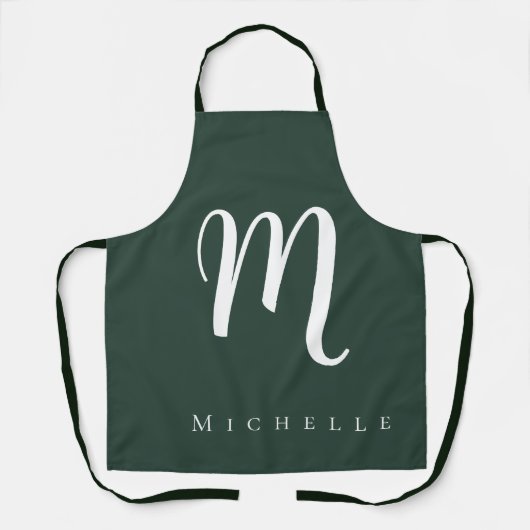 Grafische monogram professioneel gewoon jouw naam  schort (Voorkant)