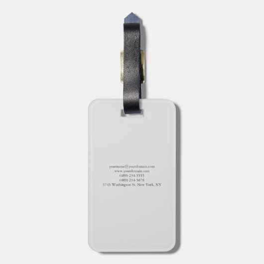 Grafische monogram professionele platte minimalist bagagelabel (Achterkant verticaal)