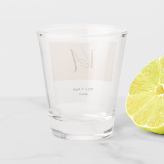 Grafische monogram professionele platte minimalist shot glas (Achterkant)