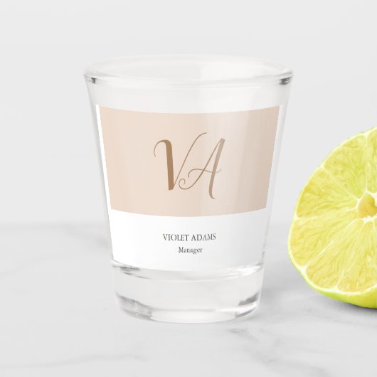 Grafische monogram professionele platte minimalist shot glas (Voorkant)