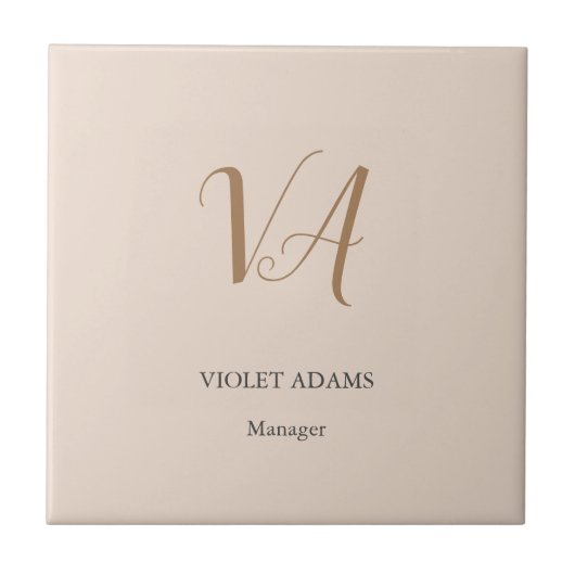 Grafische monogram professionele platte minimalist tegeltje (Voorkant)