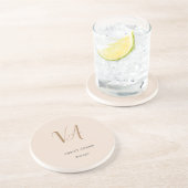 Grafische monogram professionele platte minimalist zandsteen onderzetter (Zijkant)