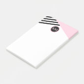 Grafische monogram retro-aantekening en kleurenblo post-it® notes (Schuin)