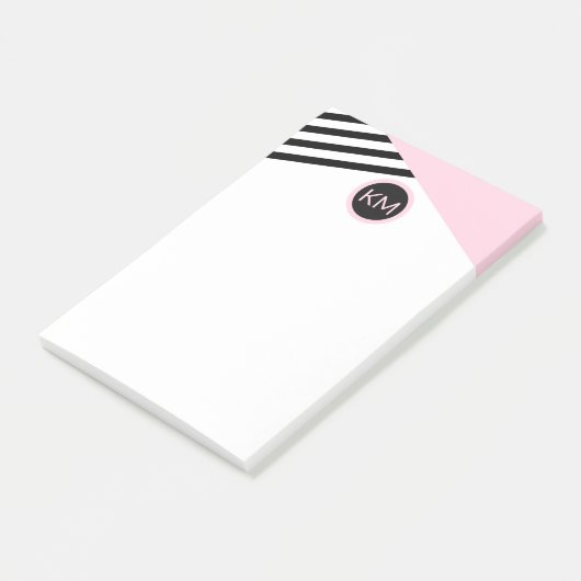 Grafische monogram retro-aantekening en kleurenblo post-it® notes (Schuin)