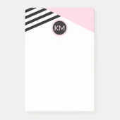 Grafische monogram retro-aantekening en kleurenblo post-it® notes (Voorkant)