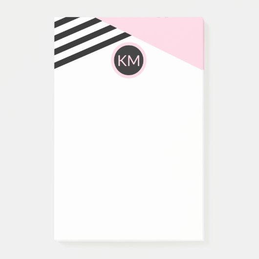 Grafische monogram retro-aantekening en kleurenblo post-it® notes (Voorkant)