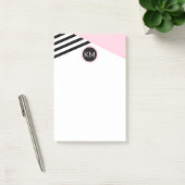 Grafische monogram retro-aantekening en kleurenblo post-it® notes