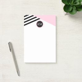 Grafische monogram retro-aantekening en kleurenblo post-it® notes