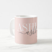 Grafische naam Monogram Blush roze grijze legant Koffiemok (Voorkant links)