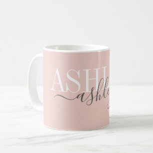 Grafische naam Monogram Blush roze grijze legant Koffiemok