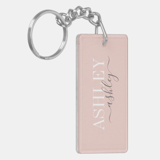 Grafische naam Monogram Blush roze grijze legant Sleutelhanger (Voorkant Links)