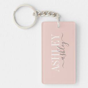 Grafische naam Monogram Blush roze grijze legant Sleutelhanger