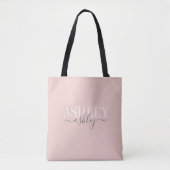 Grafische naam Monogram Blush roze grijze legant Tote Bag (Voorkant)