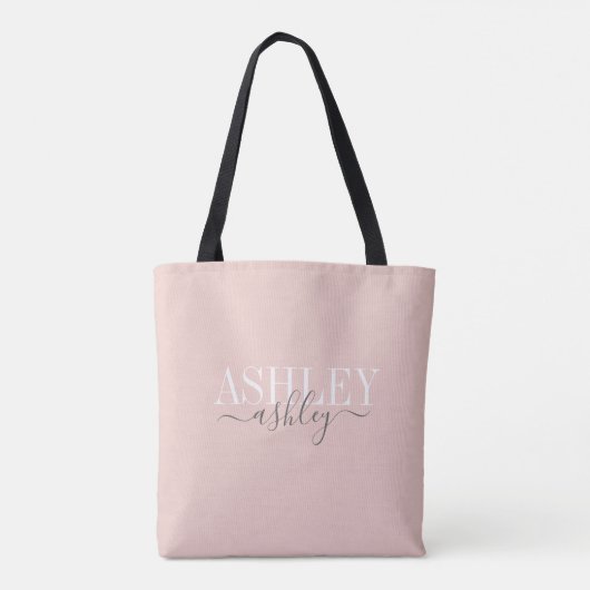 Grafische naam Monogram Blush roze grijze legant Tote Bag (Achterkant)