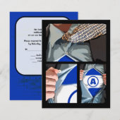 Grafische Novel Bar Mitzvah Reply RSVP-kaart RSVP Kaartje (Voorkant / Achterkant)