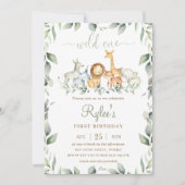 Grafische Oerwoud dieren groen 1e verjaardag Wilde Kaart (Voorkant)