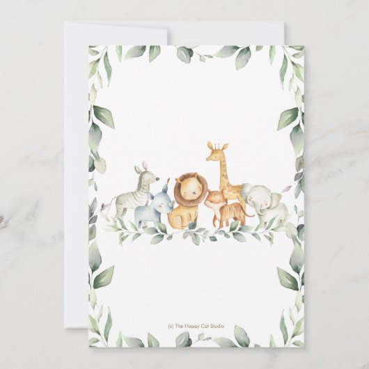 Grafische Oerwoud dieren groen 1e verjaardag Wilde Kaart (Achterkant)