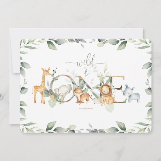 Grafische Oerwoud dieren groen 1e verjaardag Wilde Kaart (Achterkant)