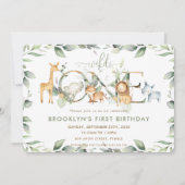 Grafische Oerwoud dieren groen 1e verjaardag Wilde Kaart (Voorkant)