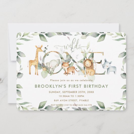 Grafische Oerwoud dieren groen 1e verjaardag Wilde Kaart (Voorkant)