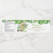 Grafische Oerwoud dieren groen 1e verjaardag Wilde Waterfles Etiket (Enkel label)