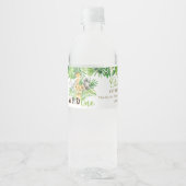 Grafische Oerwoud dieren groen 1e verjaardag Wilde Waterfles Etiket (Voorkant)