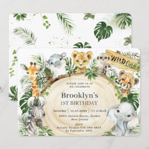 Grafische Oerwoud dieren groen wild één eerste ver Kaart