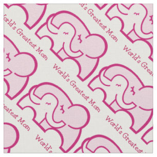 Grafische olifant omhelst moeder roze patroon stof