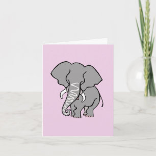 Grafische olifant -Wilde dieren- Natuur -Roze Kaart