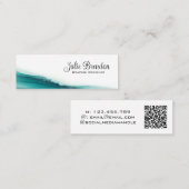 Grafische ontwerper Blauwgroen Script Elegant QR-c Mini Visitekaartje (Voorkant / Achterkant)