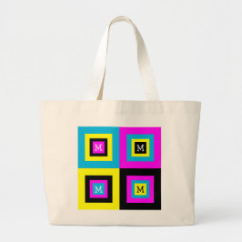 Grafische ontwerper CMYK Monogram Grote Tote Bag