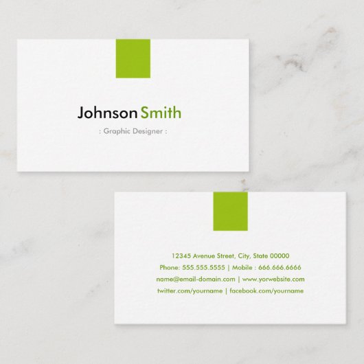 Grafische ontwerper - Eenvoudige afbeelding groen Visitekaartje (Voorkant / Achterkant)