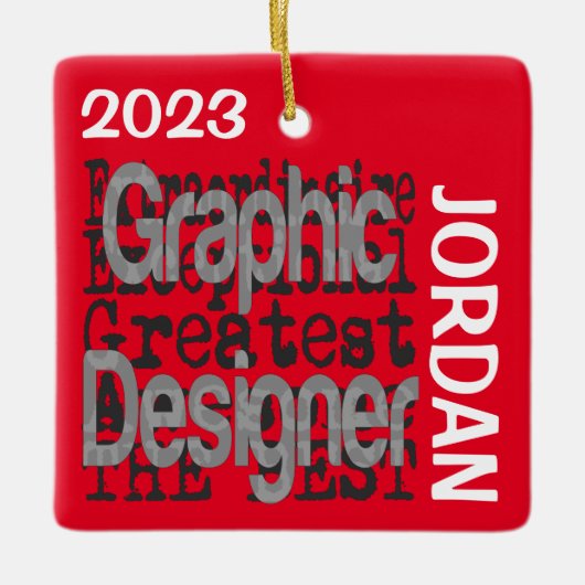 Grafische ontwerper Extraordinaire CUSTOM Keramisch Ornament (Voorkant)