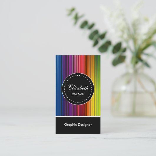 Grafische ontwerper - Moderne kleurrijke stripes Visitekaartje (Staand voorkant)