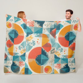 Grafische Oranje abstractie Fleece Deken