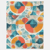 Grafische Oranje abstractie Fleece Deken (Voorkant)