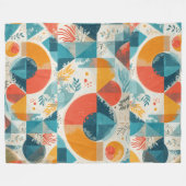 Grafische Oranje abstractie Fleece Deken (Voorkant (Horizontaal))