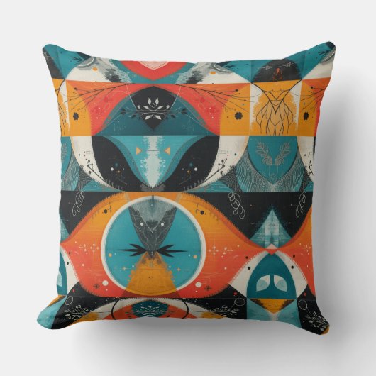 grafische Oranje-abstractie Kussen (Voorkant)