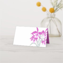 Grafische orchidee paarse grijze trouwplaatskaarte plaatskaartje