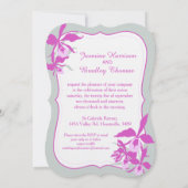 Grafische orchidee paarse groen grijs bruiloft uit kaart (Achterkant)