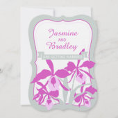 Grafische orchidee paarse groen grijs bruiloft uit kaart (Voorkant)